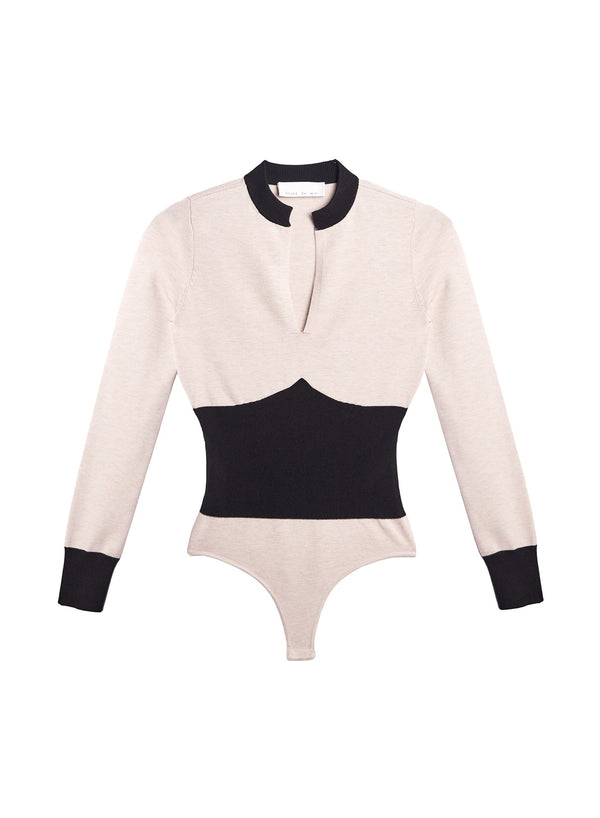 Nude/black - Contrast Waist Bodysuit | Fleur du Mal - DEMO