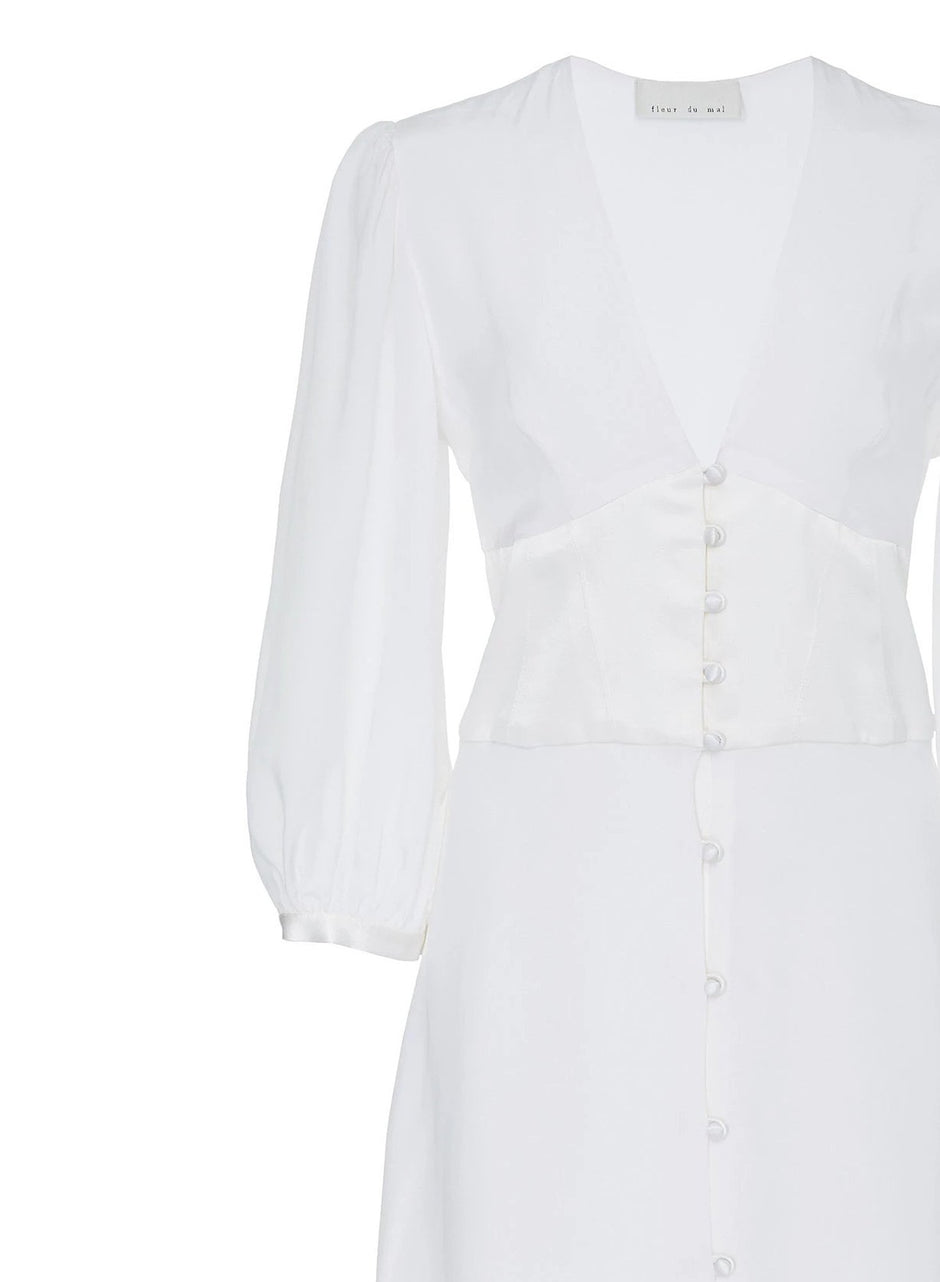 Ivory - Corset V-Neck Dress | Fleur du Mal - DEMO