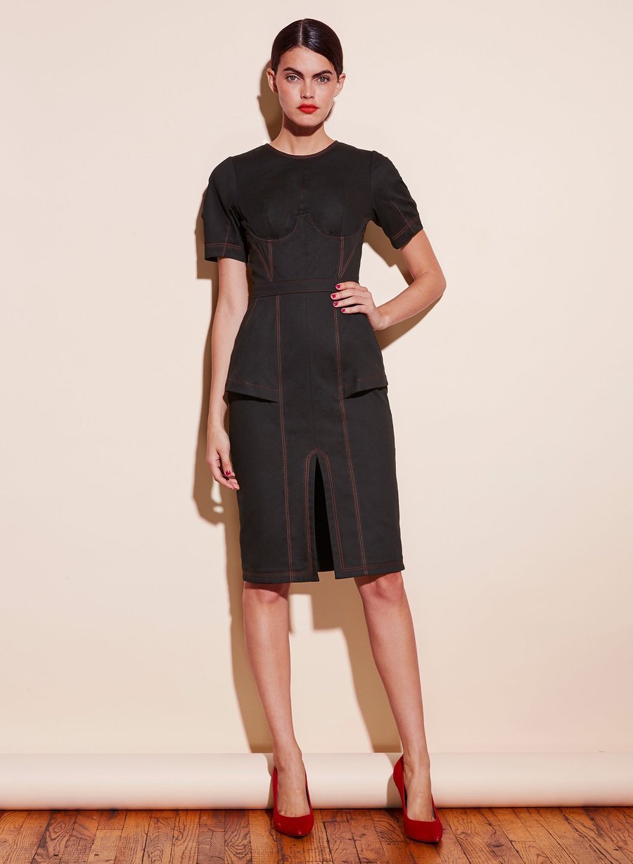 Black - Topstitch Corset Dress | Fleur du Mal - DEMO