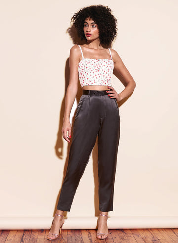 Fire opal carnation - Straight Neck Corset Top | Fleur du Mal - DEMO