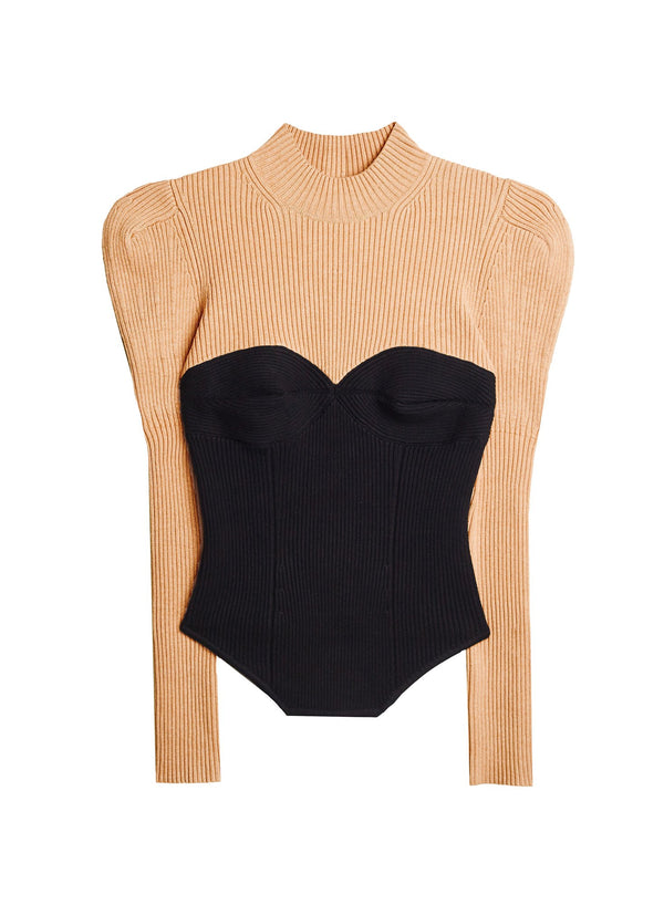 Nude/black - Corset Sweater | Fleur du Mal - DEMO