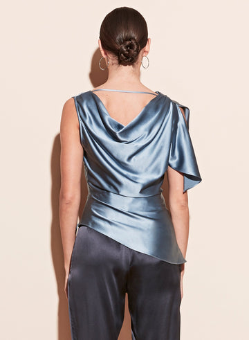 Steel blue - Asymmetrical Cowl Top | Fleur du Mal - DEMO
