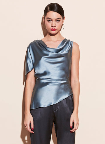 Steel blue - Asymmetrical Cowl Top | Fleur du Mal - DEMO