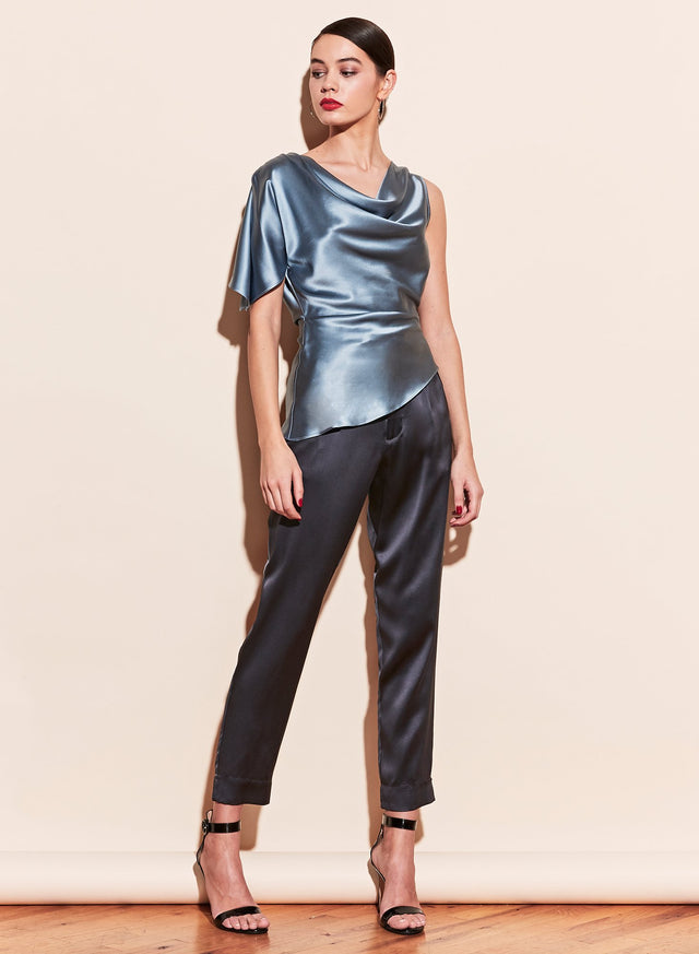 Steel blue - Asymmetrical Cowl Top | Fleur du Mal - DEMO