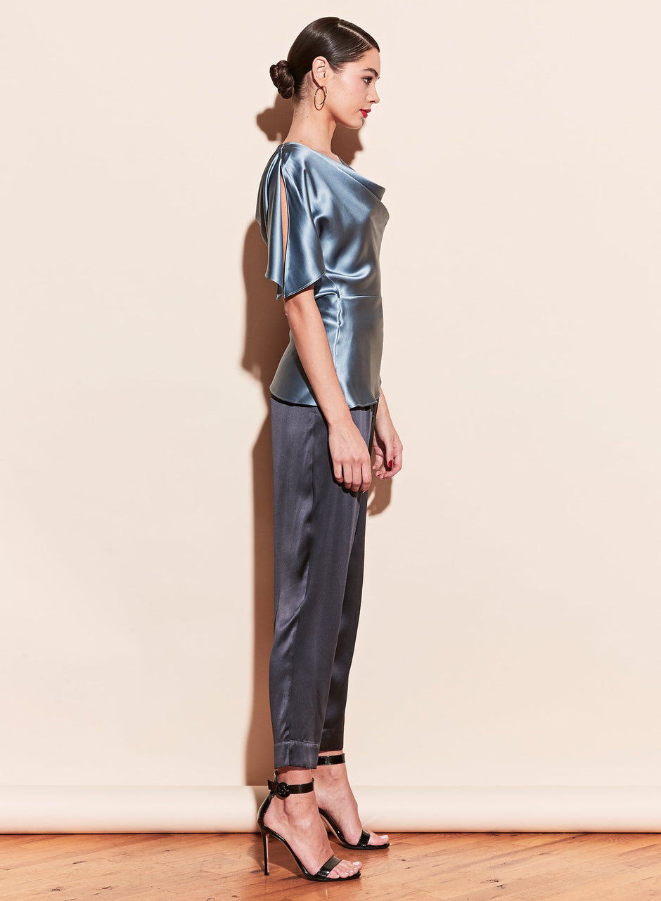 Steel blue - Asymmetrical Cowl Top | Fleur du Mal - DEMO