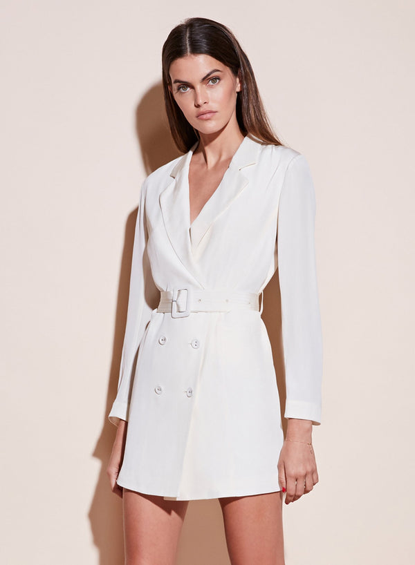 Ivory - Belted Blazer Dress | Fleur du Mal - DEMO