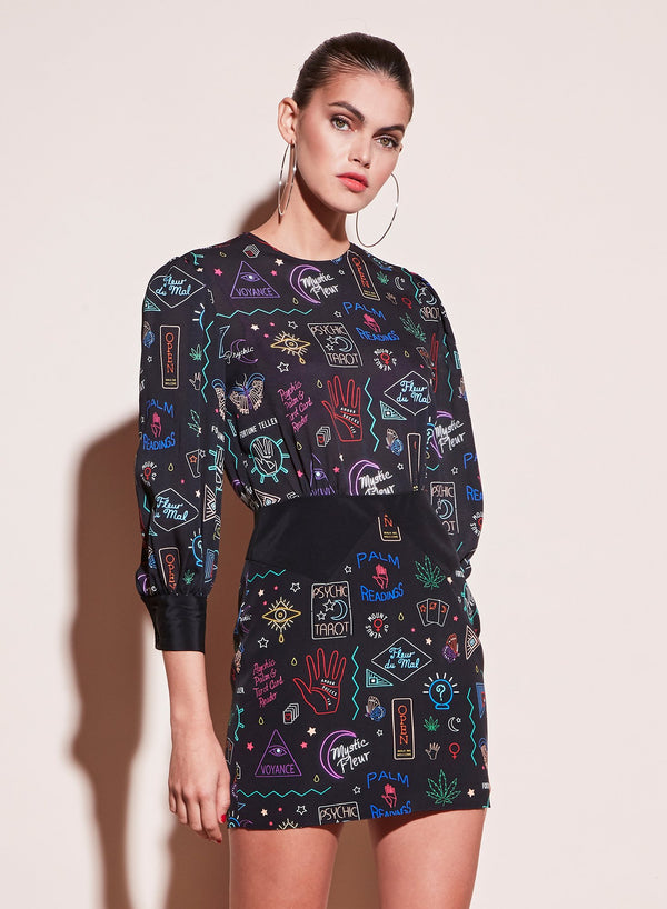 Palmistry - Puff Sleeve Gartered Dress | Fleur du Mal - DEMO