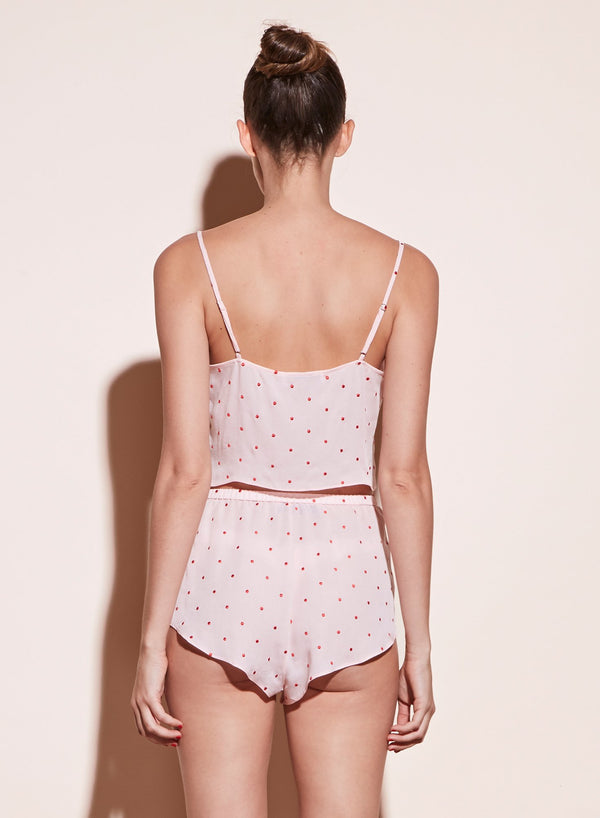 Pink opal - Dot Embroidered Straight Neck Cami | Fleur du Mal - DEMO