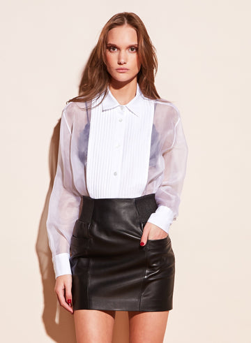 White - Pintuck Tuxedo Shirt | Fleur du Mal - DEMO