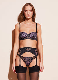 Houndstooth Embroidery Garter Belt