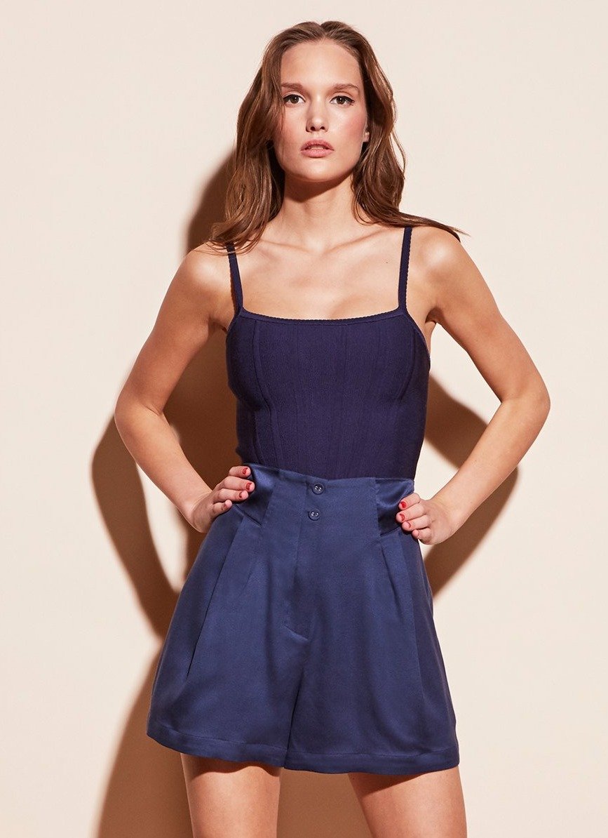 Spring indigo - Pleated Shorts | Fleur du Mal - DEMO