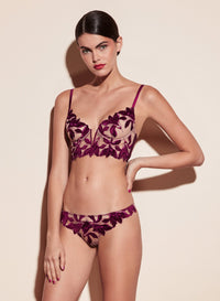 Velvet Lily Embroidery Thong