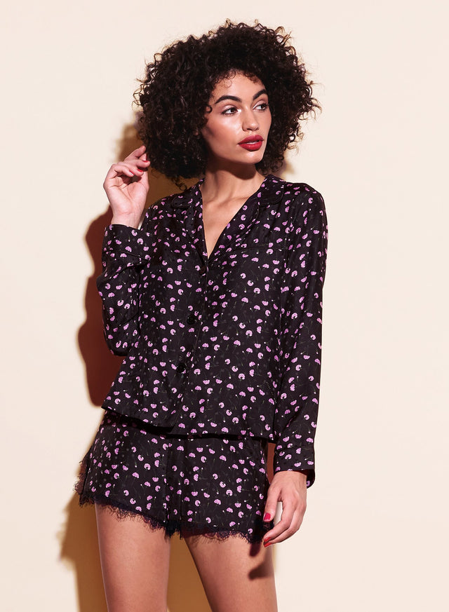 Rose quartz carnation - Printed Dot Jacquard PJ Top | Fleur du Mal - DEMO