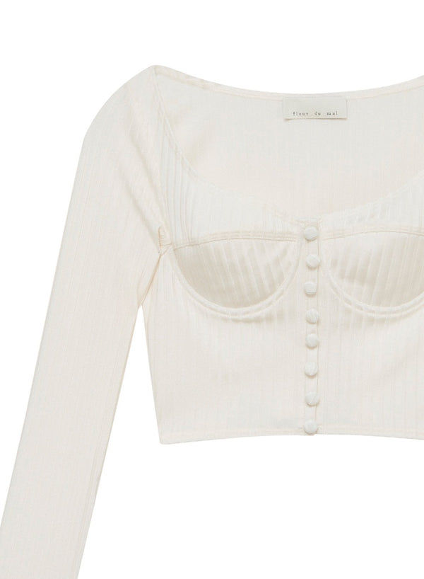 Ivory - Long Sleeve Snap Bra Top | Fleur du Mal - DEMO