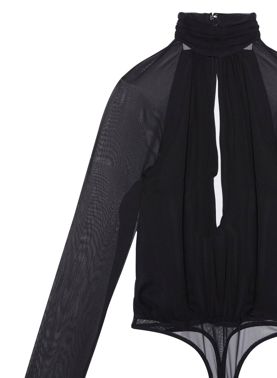 Black - Long Sleeve Keyhole Bodysuit | Fleur du Mal - DEMO