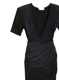 Deep V Jersey Draped Dress