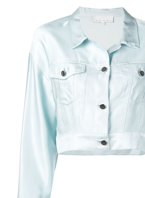 Whisper mint - Cropped Denim Jacket | Fleur du Mal - DEMO