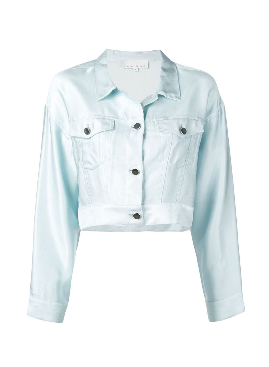 Whisper mint - Cropped Denim Jacket | Fleur du Mal - DEMO