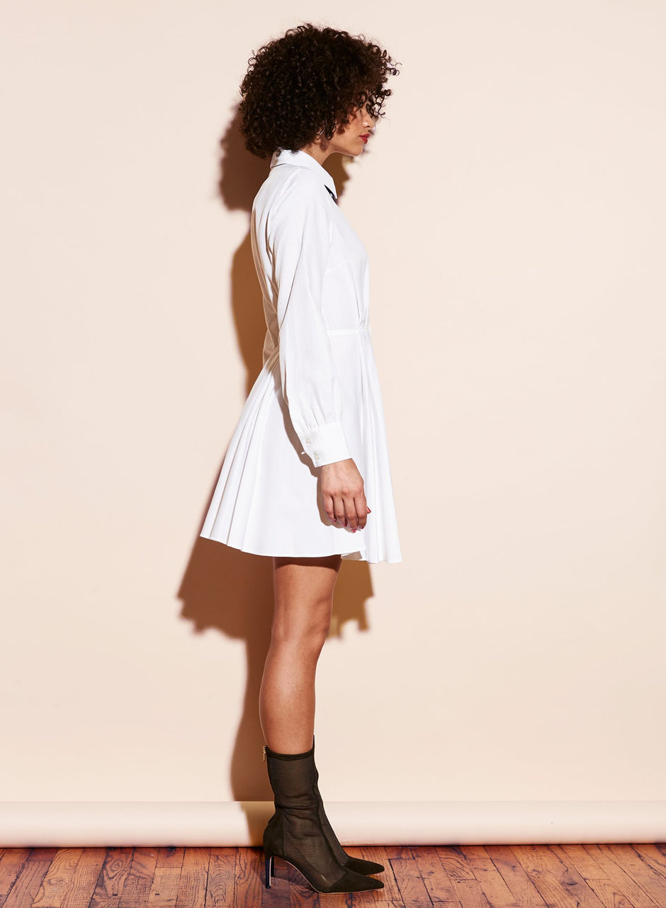 White - Cotton Shirting Cutout Dress | Fleur du Mal - DEMO