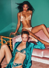 Velvet Lily Embroidery Thong