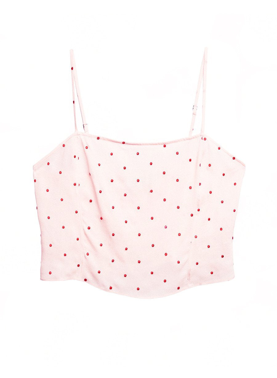 Pink opal - Dot Embroidered Straight Neck Cami | Fleur du Mal - DEMO