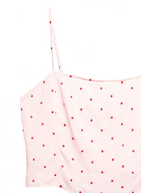 Dot Embroidered Straight Neck Cami