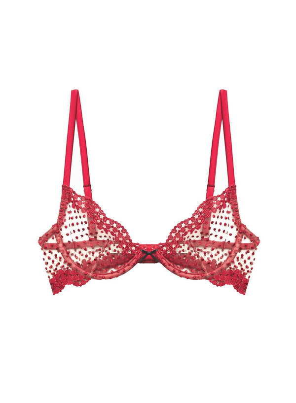 Pop cherry - Dotty Demi Bra | Fleur du Mal - DEMO