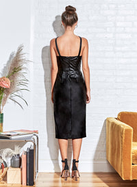 Vegan Leather Dress with Bow
