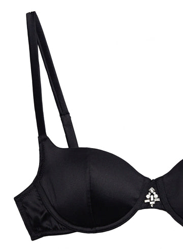 Black - Embellished Satin Scoop Balconette | Fleur du Mal - DEMO