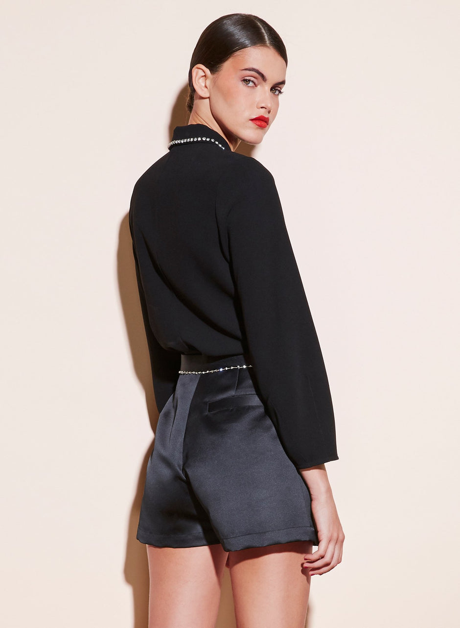 Black - Embellished Shorts | Fleur du Mal - DEMO