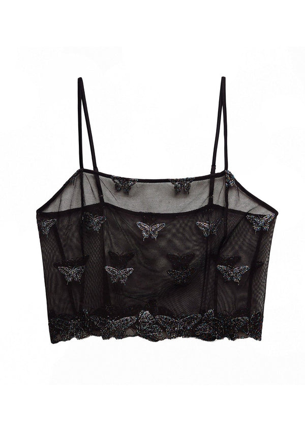 Black - Butterfly Embroidered Cami | Fleur du Mal - DEMO