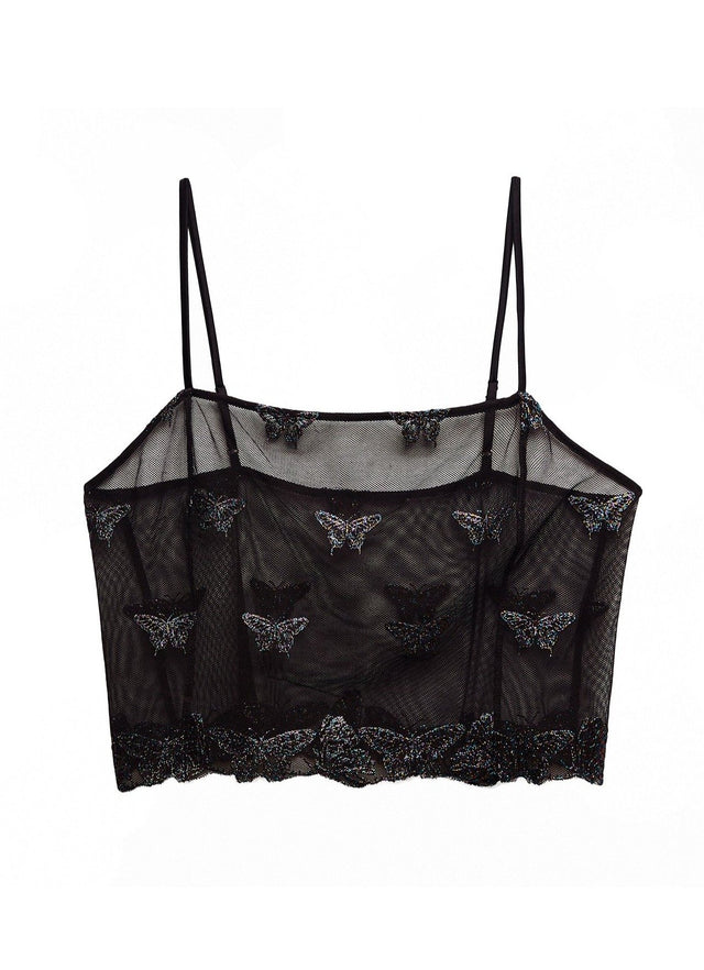 Black - Butterfly Embroidered Cami | Fleur du Mal - DEMO