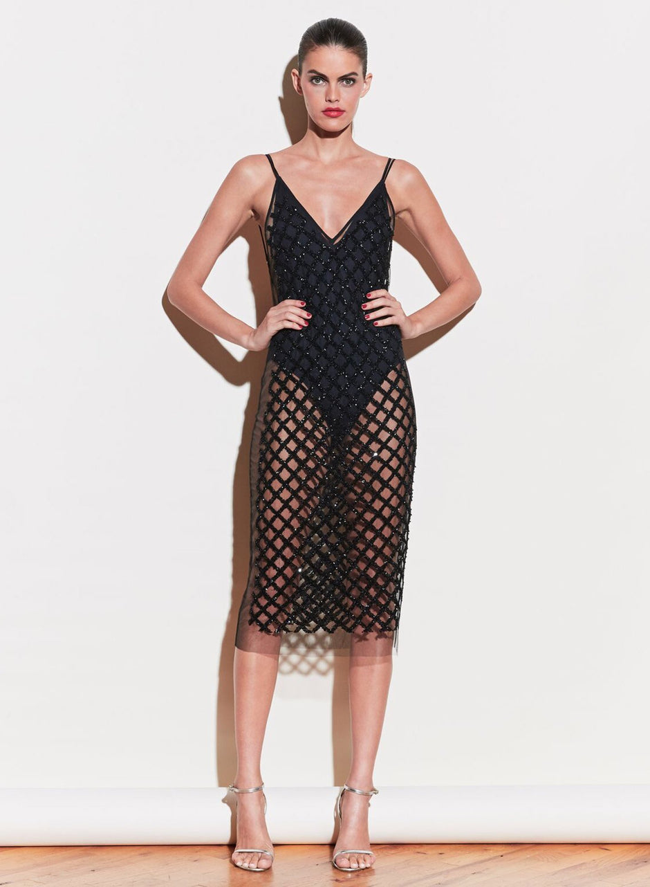 Black - Embroidered Slip Dress with Bodysuit | Fleur du Mal - DEMO