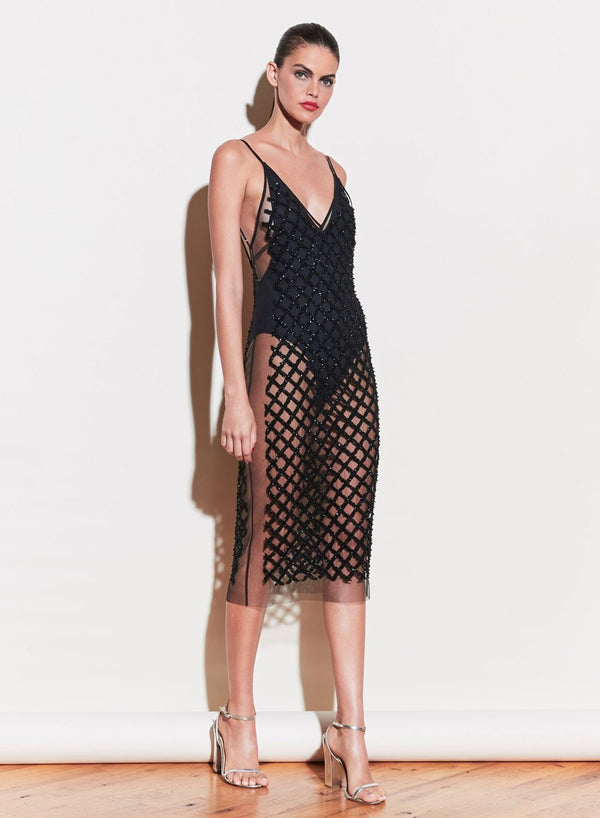 Black - Embroidered Slip Dress with Bodysuit | Fleur du Mal - DEMO
