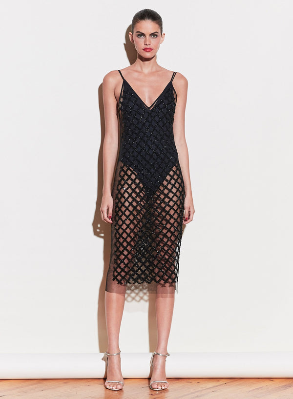 Black - Embroidered Slip Dress with Bodysuit | Fleur du Mal - DEMO