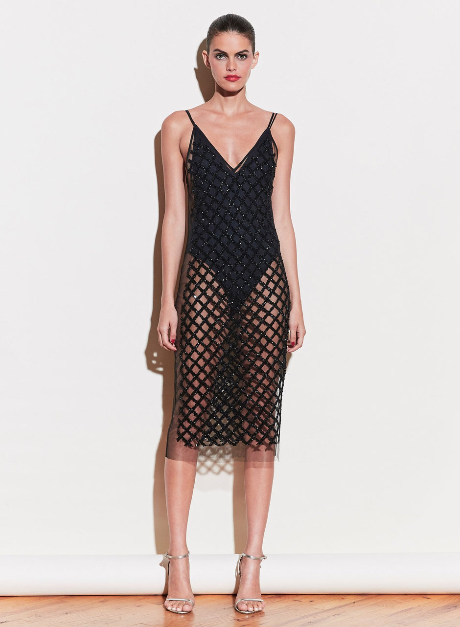 Black - Embroidered Slip Dress with Bodysuit | Fleur du Mal - DEMO