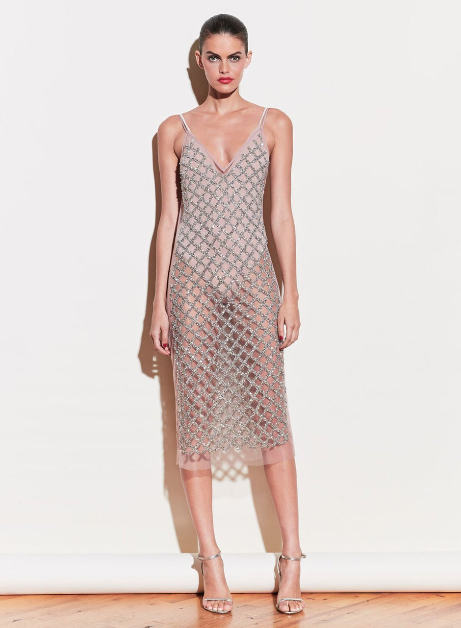 Silver - Embroidered Slip Dress with Bodysuit | Fleur du Mal - DEMO