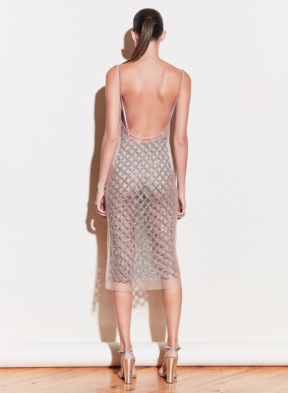 Silver - Embroidered Slip Dress with Bodysuit | Fleur du Mal - DEMO
