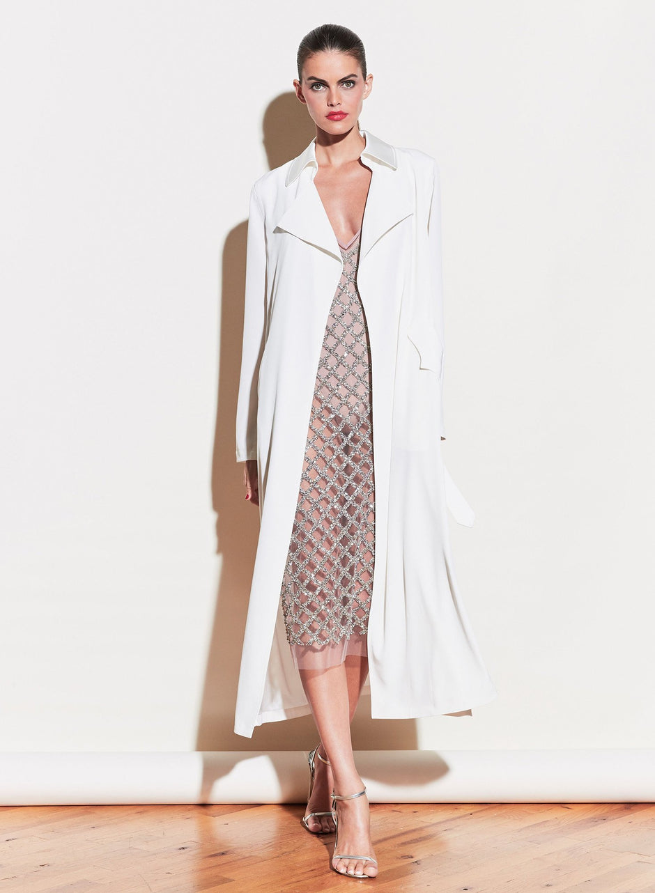 Silver - Embroidered Slip Dress with Bodysuit | Fleur du Mal - DEMO