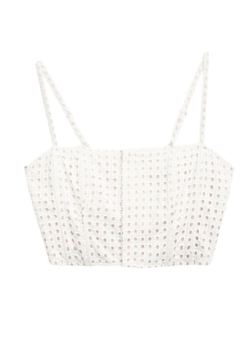 Blanc - Eyelet Corset Top | Fleur du Mal - DEMO