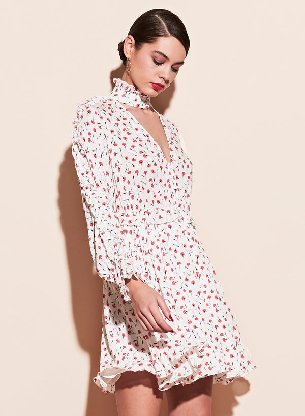 Fire opal carnation - Ruffle Shirt Dress | Fleur du Mal - DEMO