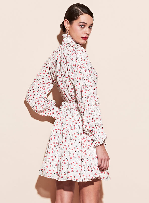 Fire opal carnation - Ruffle Shirt Dress | Fleur du Mal - DEMO