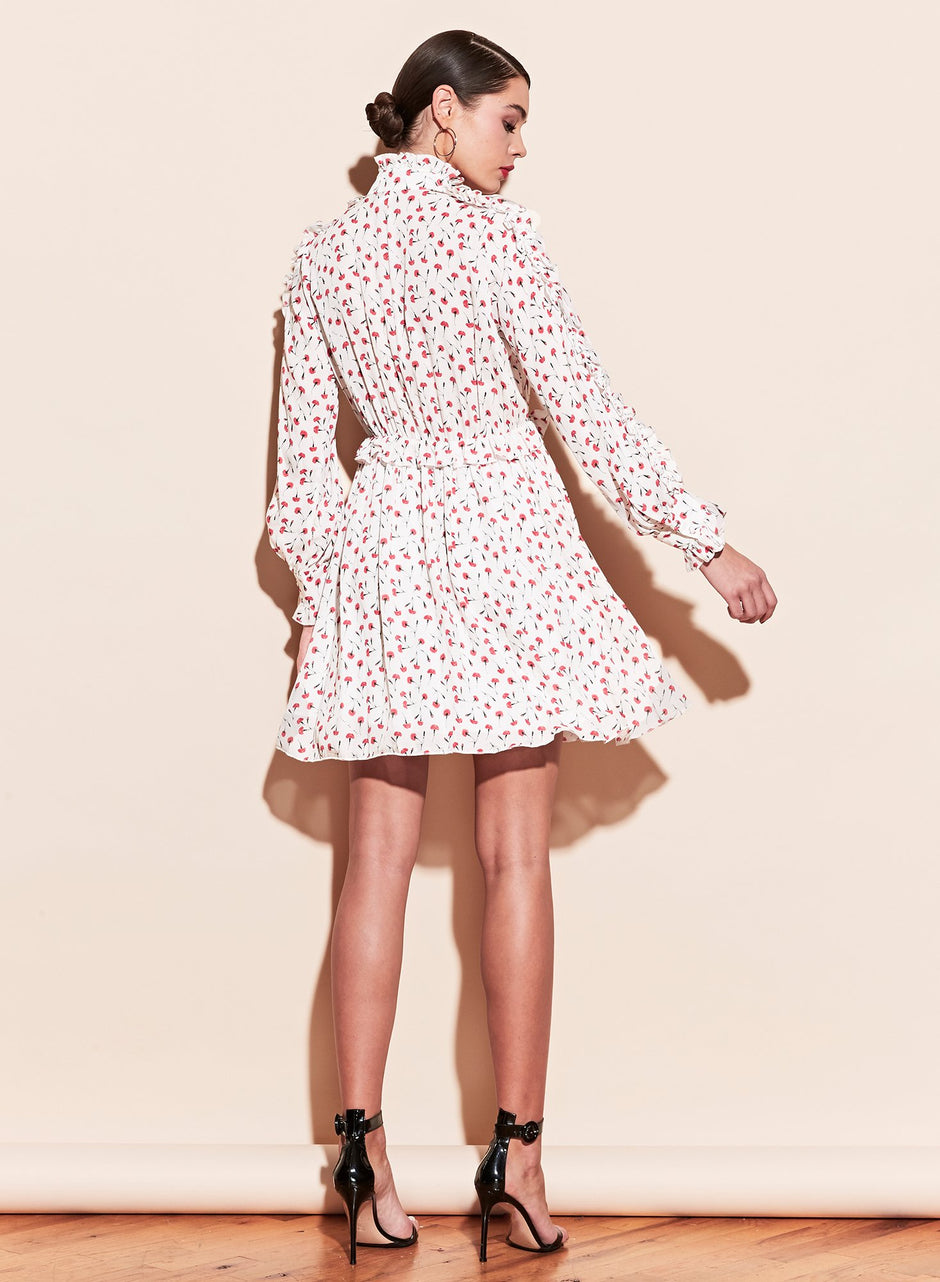 Fire opal carnation - Ruffle Shirt Dress | Fleur du Mal - DEMO