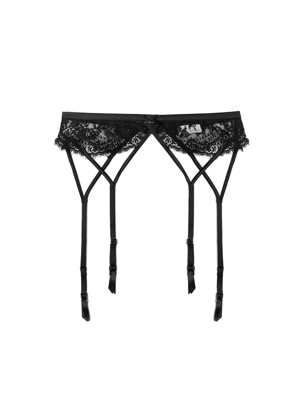Black - Frankie Lace Strappy Garter Belt | Fleur du Mal - DEMO