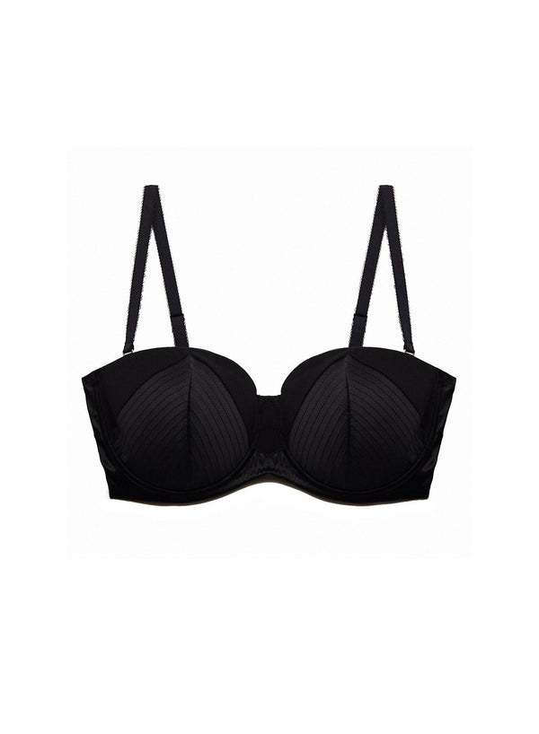 Black - Fuller Cup Top Stitch Convertible Bra | Fleur du Mal - DEMO