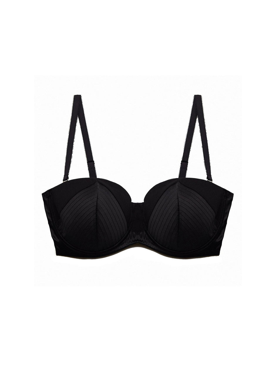 Black - Fuller Cup Top Stitch Convertible Bra | Fleur du Mal - DEMO