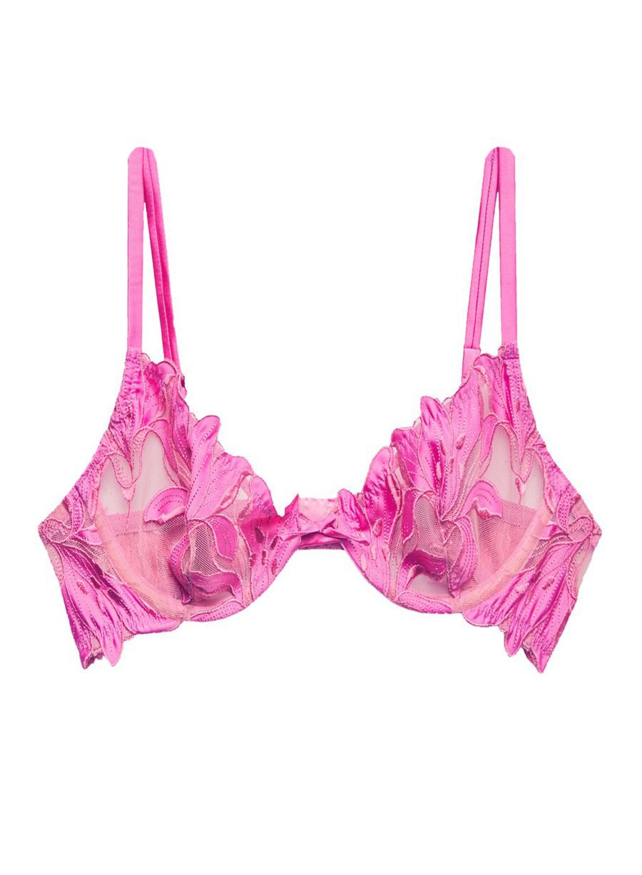 Aura - Fuller Cup Lily Embroidery Plunge Demi Bra | Fleur du Mal - DEMO