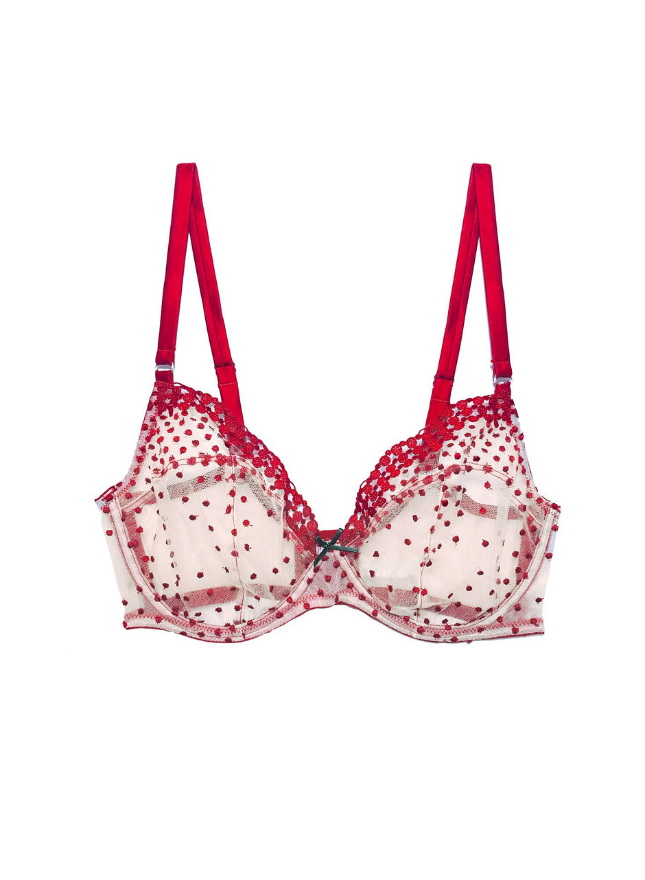 Pop cherry - Fuller Cup Dotty Demi Bra | Fleur du Mal - DEMO