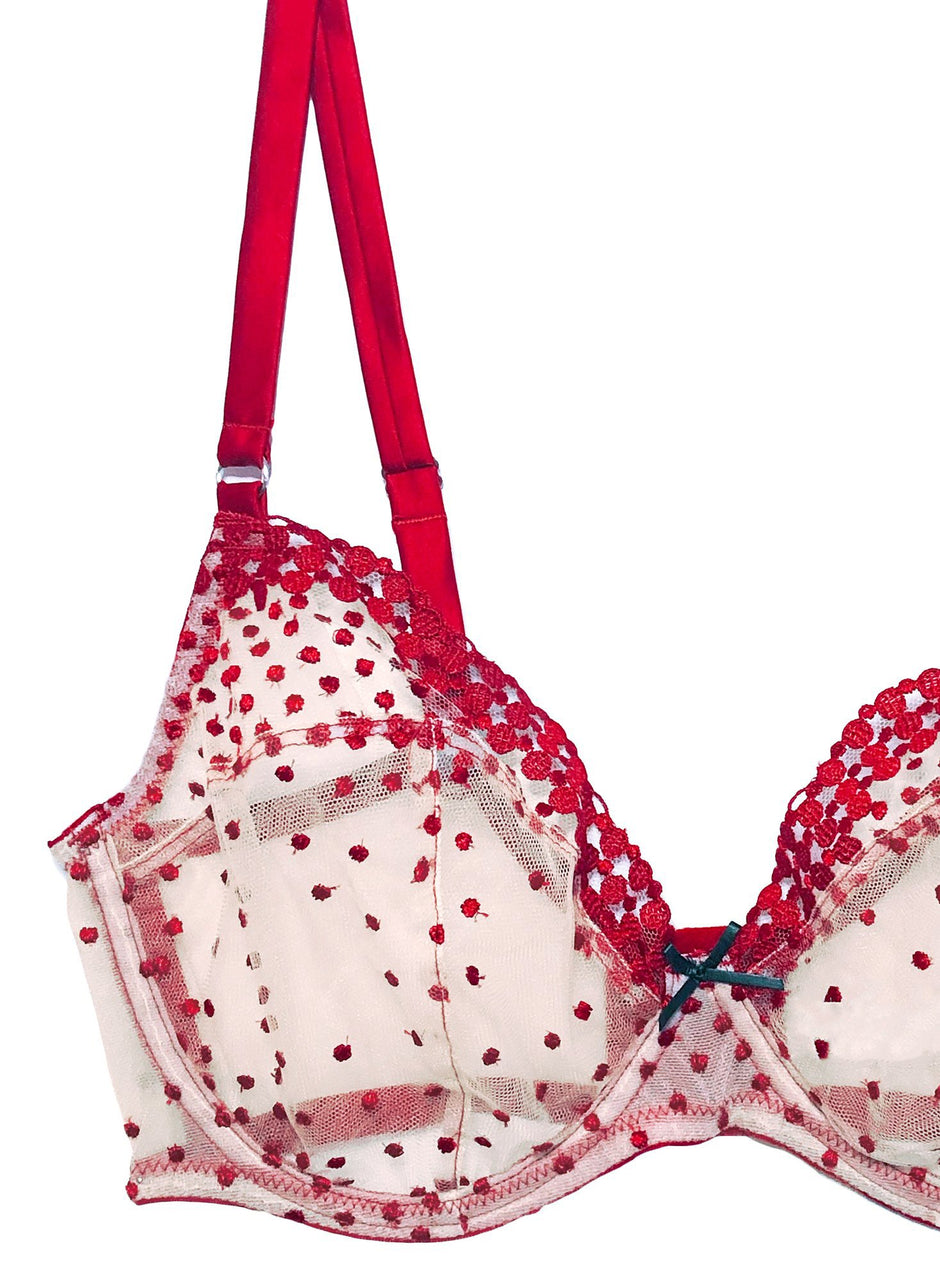 Pop cherry - Fuller Cup Dotty Demi Bra | Fleur du Mal - DEMO