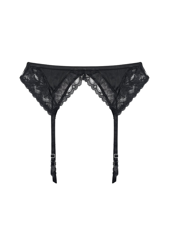 Black - Gardenia Lace Garter Belt | Fleur du Mal - DEMO
